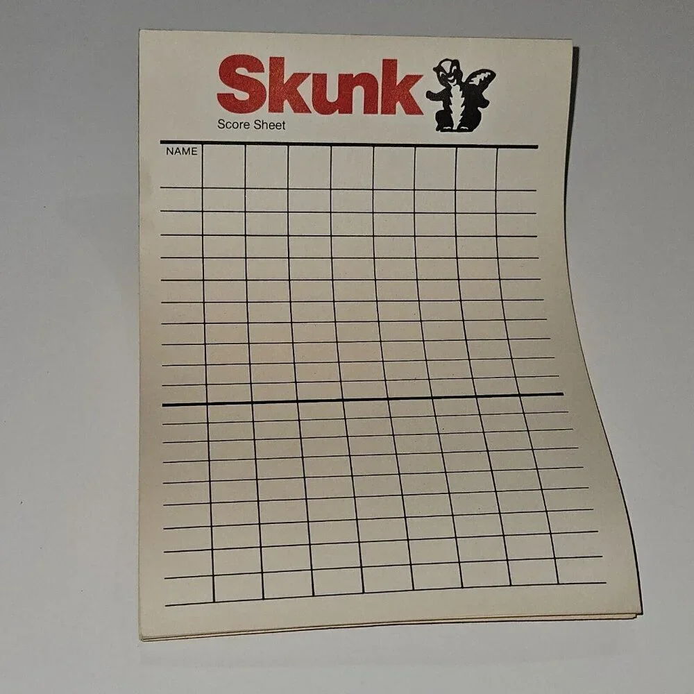 VTG Skunk Game Schaper COMPLETE 2 Skunk Dice Score Pad Chips